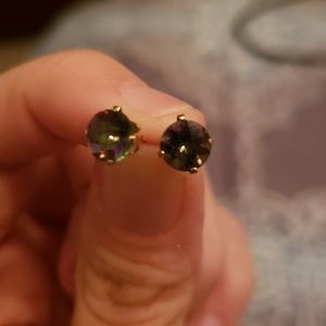 Gold and mystic topaz earrings